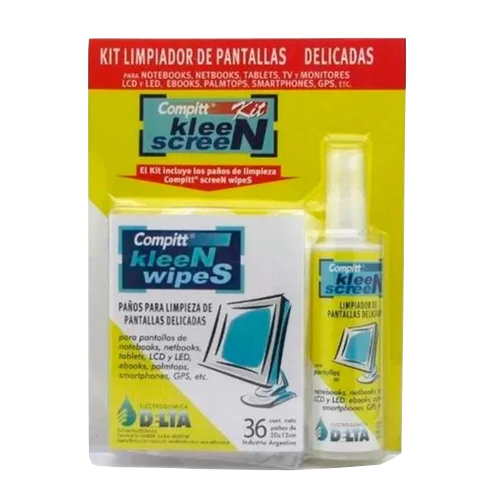 DELTA KIT LIMPIADOR DE PANTALLAS DELICADAS [COMPITT KLEEN SCREEN 120G - 8 PAÑOS 30X30 ] (LPK)