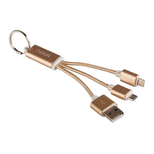 Noganet Cable Usb/Micro-Usb/Lightning Llavero Dorado (Usb K 31)