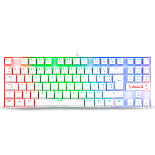 Teclado REDRAGON KUMARA WHITE TIPO RGB MECANICO SWICH DUST-PROOF RED LATINO (K552W-RGB) (6950376778932)