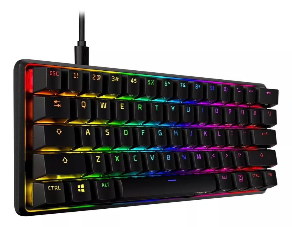 Teclado HYPERX ALLOY ORIGINS 60 TIPO RGB MECANICO SWICH RED LINEAR INGLES (HKBO1S RB US G) (4P5N4AA ABA)
