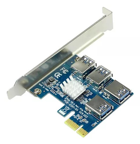 ADAPTADOR PCIE 1 X A 4 USB MULTIPLICADOR RISER MINERIA CRIPTO