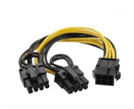CABLES SPLITTER DE 1 VIDEO A 2 VIDEOS (6+2) PCIE MINERIA