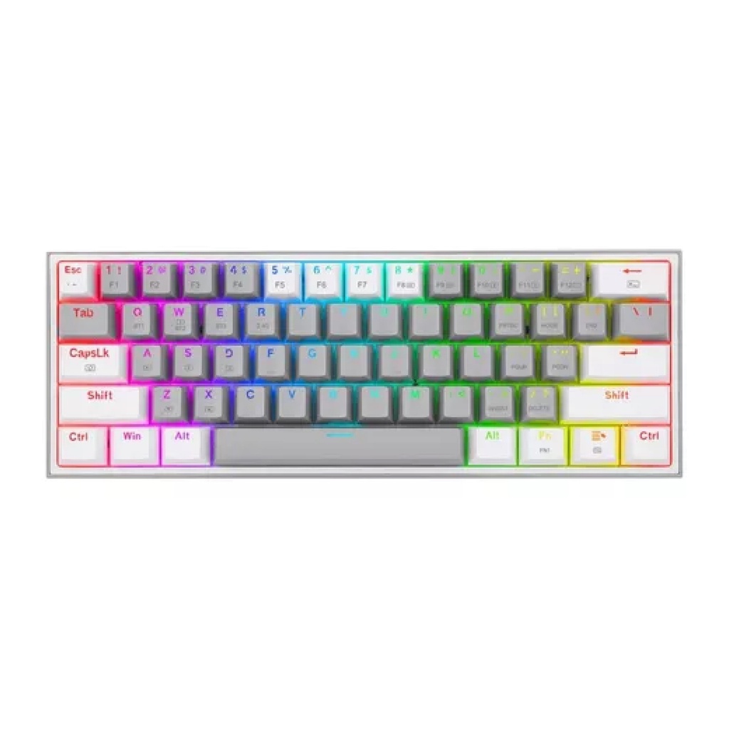 Teclado REDRAGON K616 FIZZ PRO WHITE-GREY CONNECTION TYPE BY USB RECEIVER, USB CABLE AND BLUETOOTH RGB SWICH RED MECANICO LATINO (K616-RGB) (6950376714398)