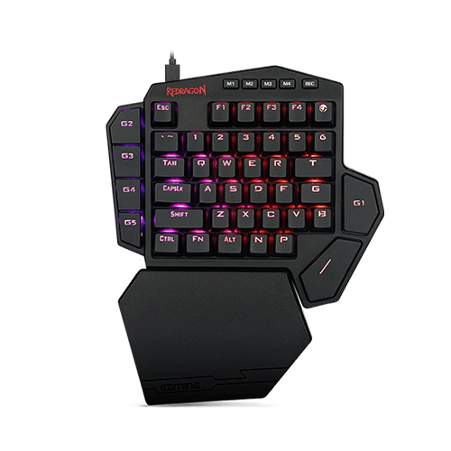Teclado REDRAGON K585 DITI TECLADO UNA MANO BLACK TIPO RGB SWICH BROWN MECANICO (K585RGB) (6950376705808)