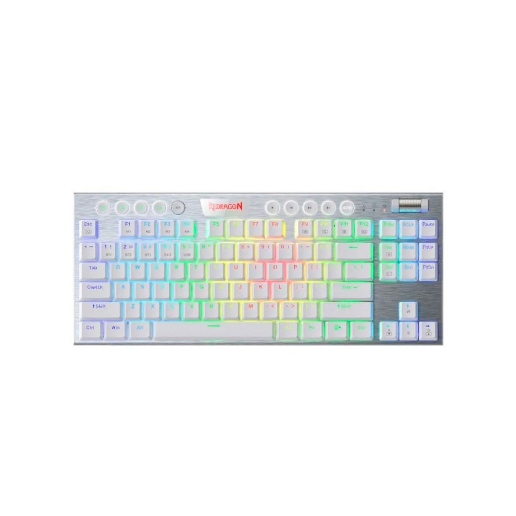 Teclado REDRAGON K622W HORUS TKL WHITE TIPO USB WIRED RGB MECANICO LATINO SWITCH DUST-PROOF RED (K622W-RGB) (6950376713063)