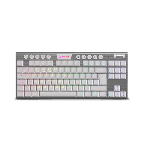 Teclado REDRAGON K621 HORUS TKL WHITE TIPO RGB WIRELESS-USB SWICH RED MECANICO LATINO (K621W-RGB) (6950376713056)