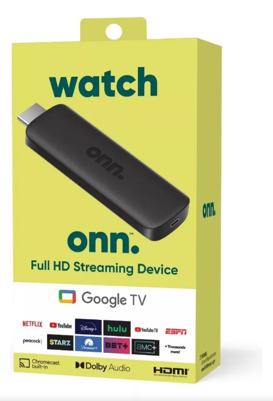 ONN GOOGLE TV BOX FULL HD NEGRO HDMI CON CONTROL REMOTO SIN FUENTE