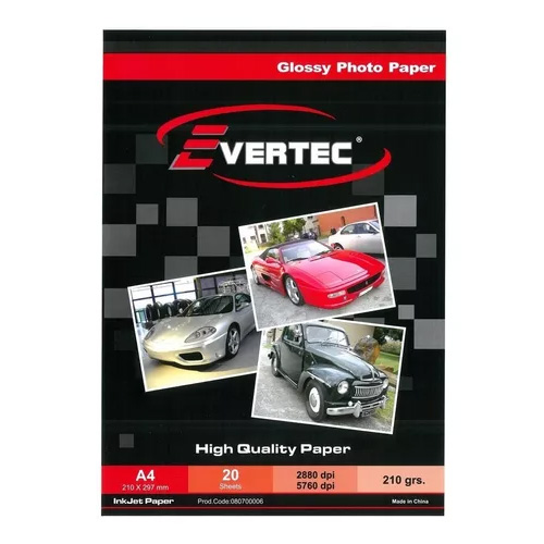 PAPEL FOTOGRAFICO EVRTC FOTO BRILLANTE A4 180g 20 HOJAS (080700011)