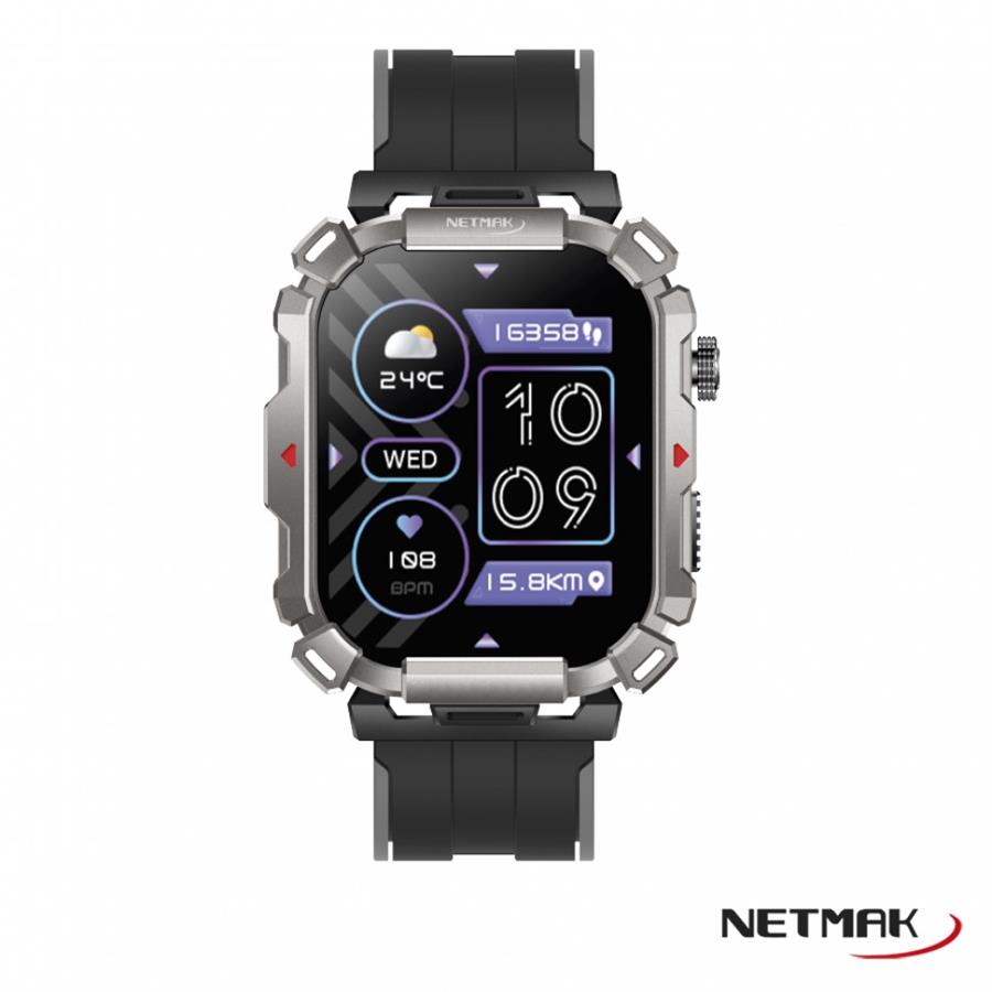 NETMAK SMART WATCH EVOLUTION NEGRO CON GRIS MAYA GOMA NEGRA (NM-EVOLUTION)