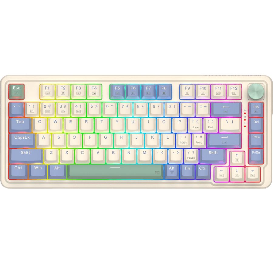 Teclado REDRAGON UCAL PRO USB, BLUETOOTH AND USB RECEIVER CONNECTION RGB MECANICO INGLES SWITCH DUST-PROOF RED LIGHT BLUE CAKE (K673CPG-RGB-PRO) (6950376720870)