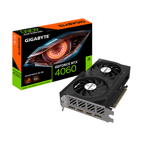 PLACA DE VIDEO GIGABYTE NVIDIA GFORCE WINDFORCE RTX 4060 8GB GDDR6 OC EDITION (GV-N4060WF2OC-8GD)
