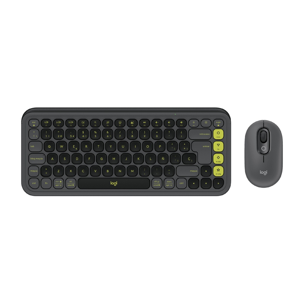 Kit de teclado y mouse Logitech Pop Icon Combo 920-013052 grafito y verde