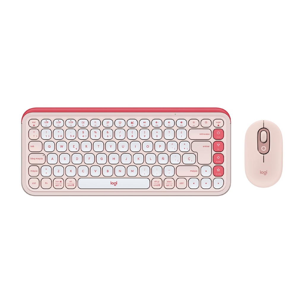 Kit de teclado y mouse Logitech Pop Icon Combo 920-013053 rosado y blanco crudo