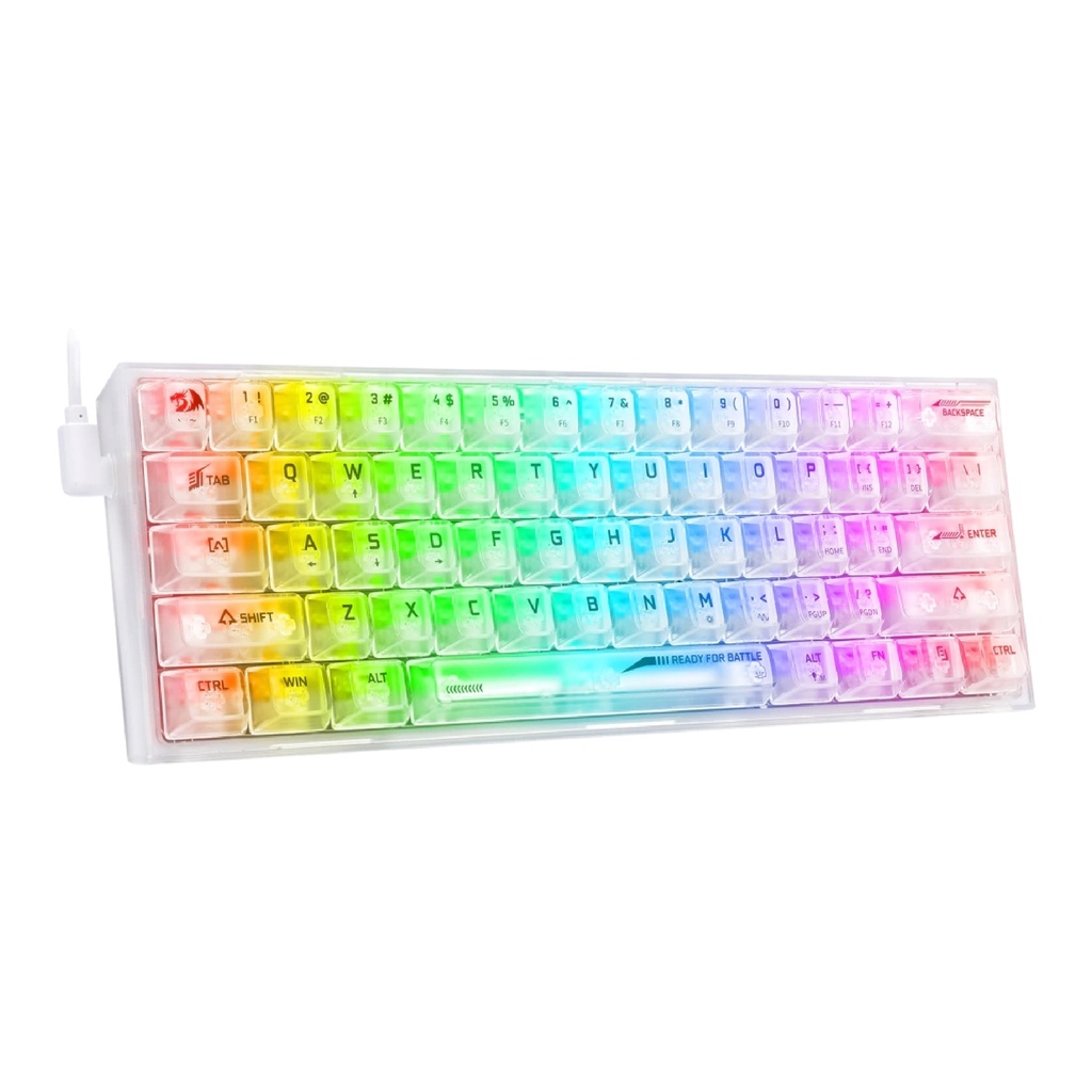Teclado REDRAGON K617 FIZZ RGB TRANSPARENT DESIGN CONNECTION WIRED USB SWICH CRYSTAL MECANICO INGLES (K617CT-RGB) (6950376717368)