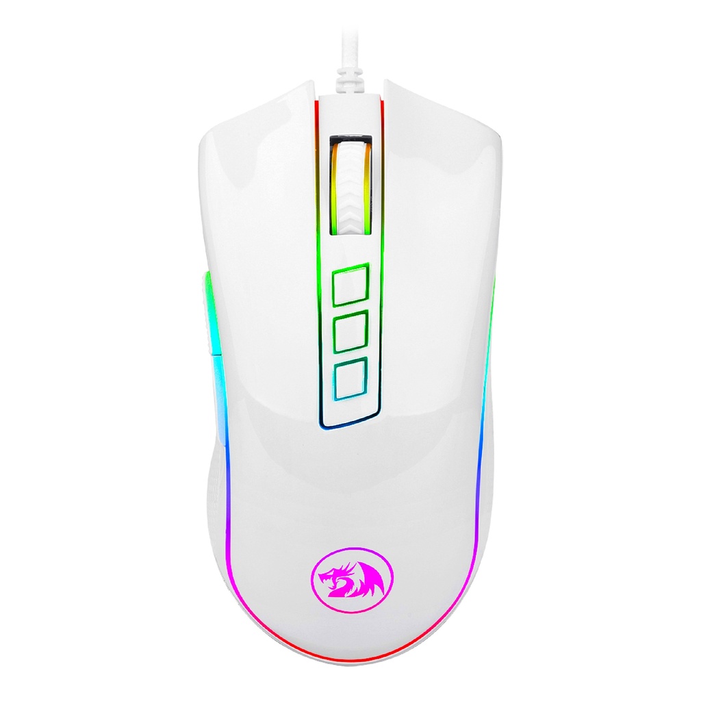 Mouses  REDRAGON COBRA 10000 DPI RGB 9 BOTONES BLANCO (M711W)-(6950376776877)