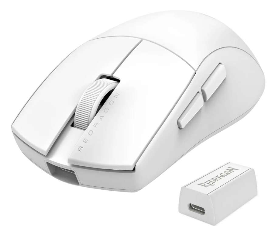 MOUSE REDRAGON KING PRO 4K BLANCO CONNECTION USB WIRE TIPO C-WIRELESS 2.4GHZ AND BLUETOOTH RGB 5 BOTONES 26000 DPI (M916W-PRO-4K) (6950376722126)