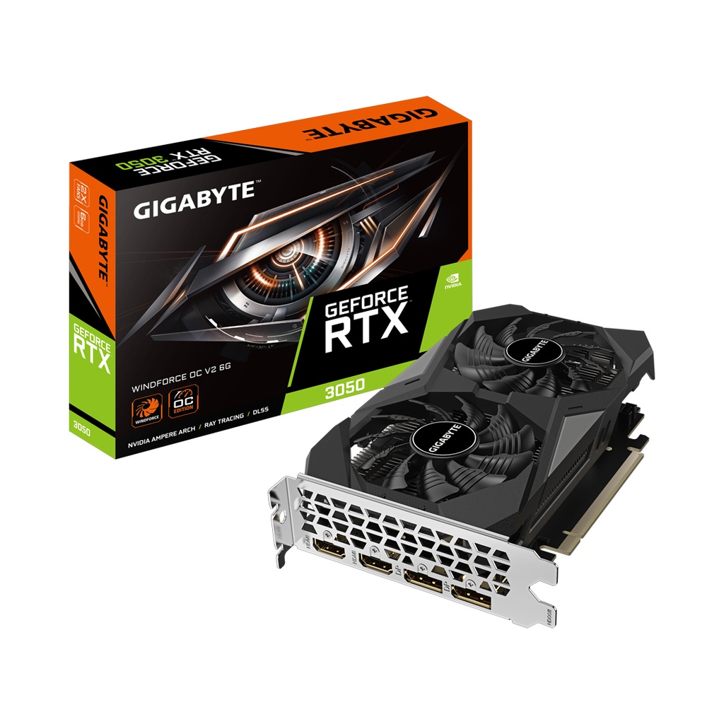 PLACA DE VIDEO GIGABYTE NVIDIA GFORCE WINDFORCE OC EDITION V2 RTX 3050 6GB GDDR6 (GV-N3050WF2OCV2-6GD)