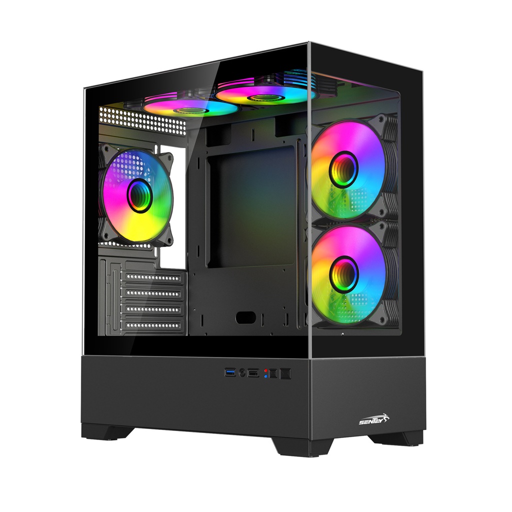 GABINETE SENTEY H30 NEGRO P/LATERAL Y FRONTAL DE ACRILICO 5 FAN 120MM ARGB (GS-6130-ARGB-BLACK)