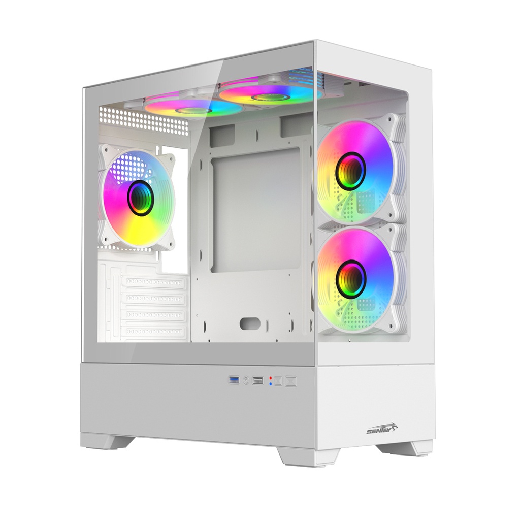 GABINETE SENTEY H30 BLANCO P/LATERAL Y FRONTAL DE ACRILICO 5 FAN 120MM ARGB (GS-6130-ARGB-WHITE)