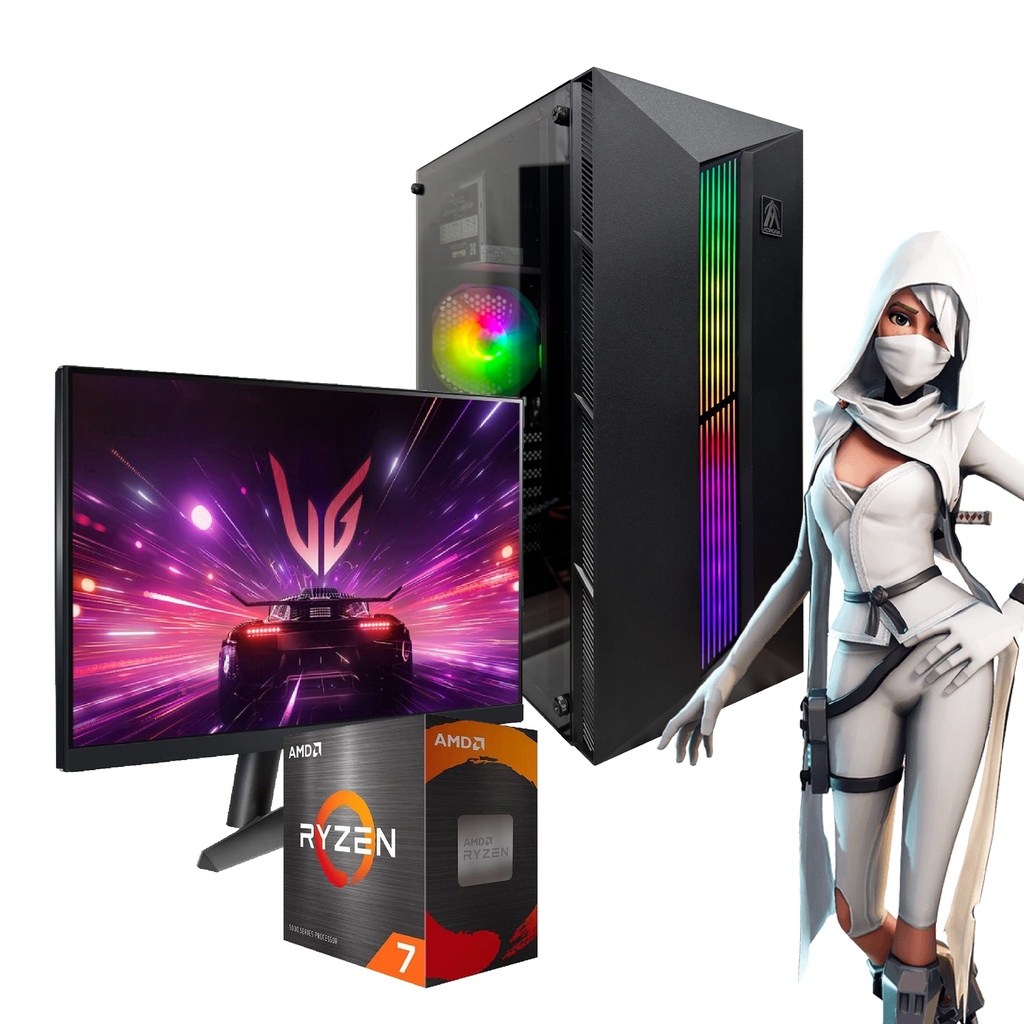 PC AMD 7 5700G 16GB 480GB RGB MONITOR 19