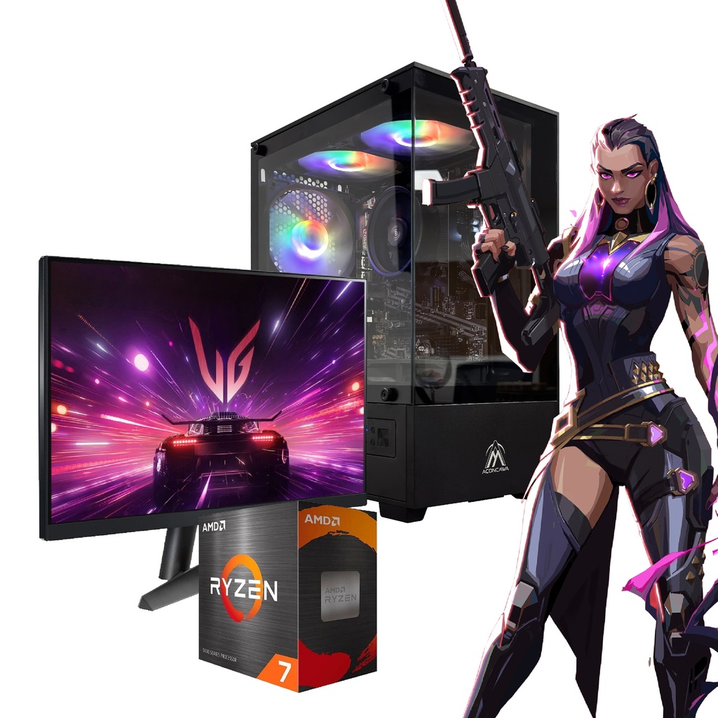 PC AMD 7 5700G 16GB 480GB RGB AURA MONITOR 19